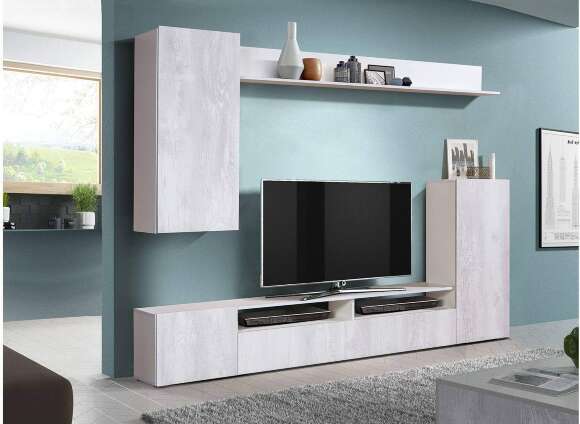 Стенка в гостиную Прага-3, Белый, Бетон пайн белый