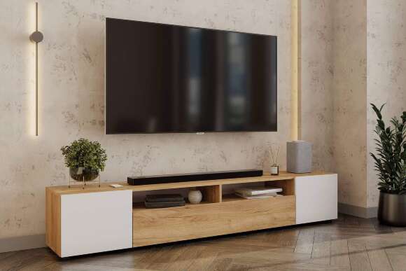 Тумба для ТВ Грейс дуб крафт золотой / белый