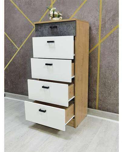 Комод высокий Адель 500-5Я, дуб вотан/белый гладкий