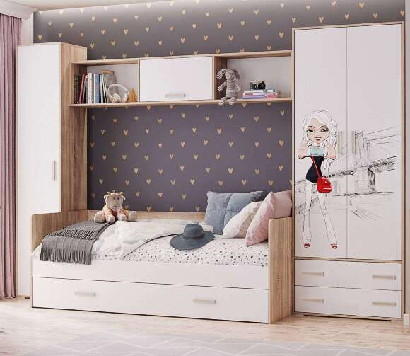 Навесная секция (полка) Бланка ТЭКС (Белый фотопечать)