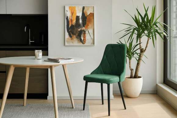 Стул "Граф" черный матовый Томми 25 темно-зеленый