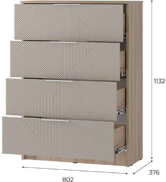 Комод Эмилия КМ-02 (БТС) Дуб смоки / Айриш Комод Эмилия КМ-02 (БТС) Дуб смоки / Айриш