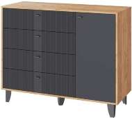 Комод Катрин-13, Дуб крафт золотой, Карбон вулкан