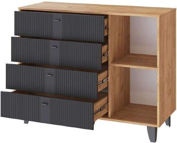 Комод Катрин-13, Дуб крафт золотой, Карбон вулкан