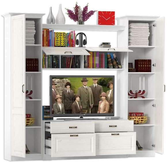 Стенка Ливерпуль 3 Белый/Ясень ваниль