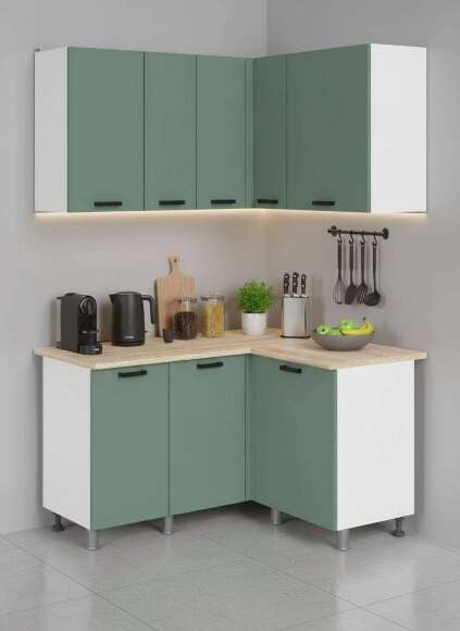 МК Аленушка Н 800 Орешник, Матовая Мята,скоба черный (со столешницей) МК Аленушка Н 800 Орешник, Матовая Мята,скоба черный (со столешницей)