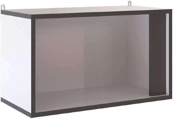 Полка навесная закрытая Асцелла, Белый, Графит серый Полка навесная закрытая Асцелла, Белый, Графит серый