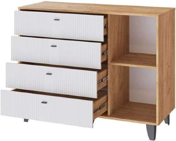 Комод Катрин-13, Дуб крафт золотой, Карбон фарфор