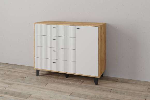 Комод Катрин-13, Дуб крафт золотой, Карбон фарфор