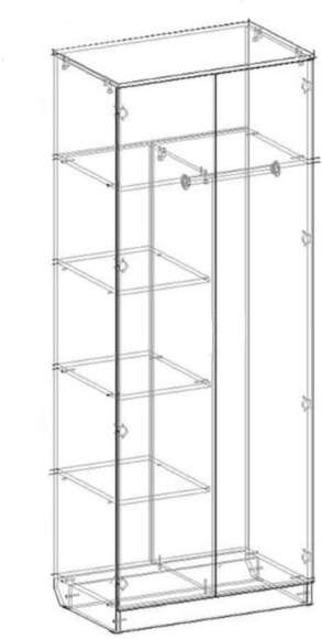 Шкаф двухстворчатый дуб беленый / венге