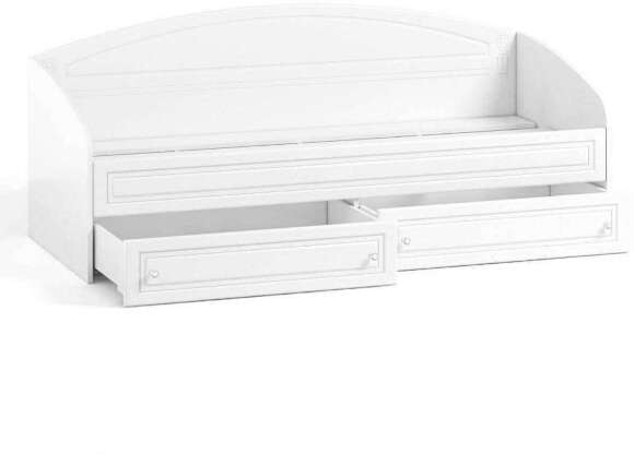 Кровать одинарная с ящиками и бортом Афина АФ-11 + АФ-11А белое дерево