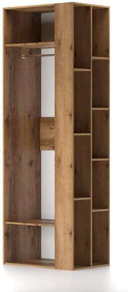 Харди шкаф двухдверный с нишей Дуб Делано Темный / Супермат Джелато