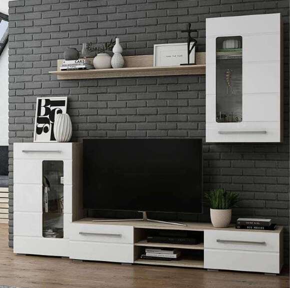 Тумба под ТВ (с полкой) ​ТБ-11 Милан​ БТС (Дуб Сонома)