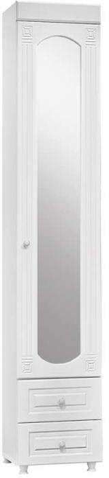 Шкаф-пенал 1дв. (гл.560) с зеркалом и ящиками Афина АФ-37 белое дерево