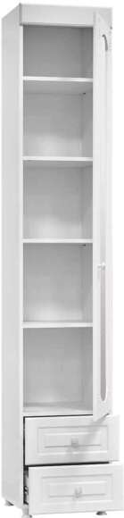 Шкаф-пенал 1дв. (гл.560) с зеркалом и ящиками Афина АФ-37 белое дерево