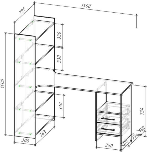 Бруно Стол школьника Дуб Вотан / Серый графит