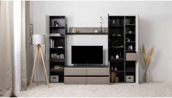 Сидней Шкаф с ящиком 13.202 Антрацит 0164, Антрацит 0164, Веллюто Капучино