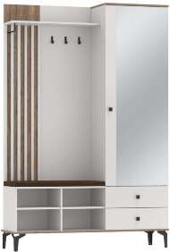 Шкаф для прихожей 51.22 Либерти опора h=150мм с зеркалом Белый / Дуб Каньон