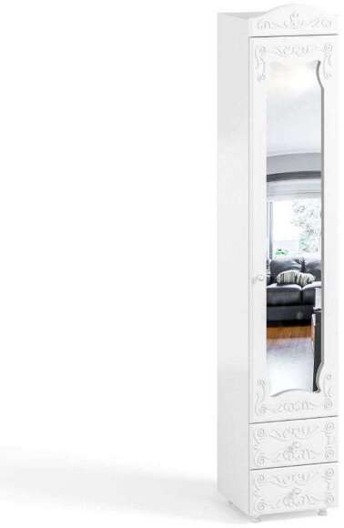 Шкаф-пенал 1дв. (гл.560) с зеркалом и ящиками Италия ИТ-37 белое дерево Шкаф-пенал 1дв. (гл.560) с зеркалом и ящиками Италия ИТ-37 белое дерево