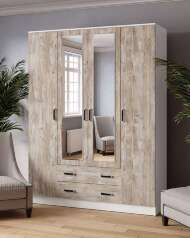Шкаф четырехдверный с зеркалами 1600 Лагуна (ТЭКС) Дуб Юкон Шкаф четырехдверный с зеркалами 1600 Лагуна (ТЭКС) Дуб Юкон