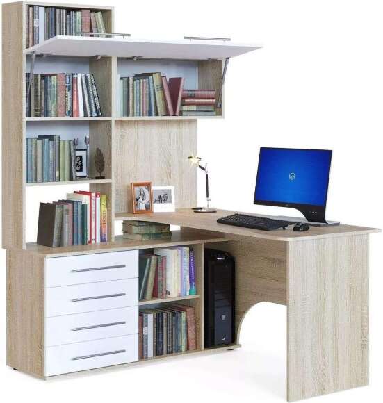 Компьютерный стол КСТ-14 Левый Дуб Сонома / Белый