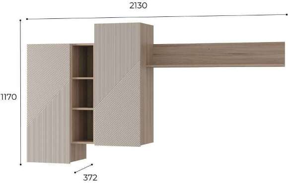 Шкаф навесной с полками Эмилия ГМ-12 (БТС) Дуб смоки / Айриш