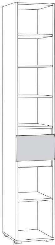 Сидней Шкаф с ящиком 13.202 Белый премиум, Черный  0190 PE, белый глянец