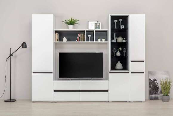 Сидней Шкаф с ящиком 13.202 Белый премиум, Черный 0190 PE, белый глянец Сидней Шкаф с ящиком 13.202 Белый премиум, Черный 0190 PE, белый глянец