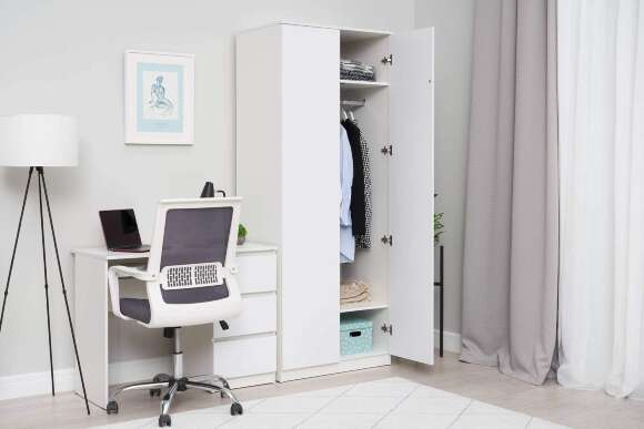 Шкаф двухстворчатый Челси белый глянец / белый