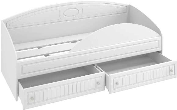 Кровать одинарная с ящиками и бортом Монако МН-11 + МН-11А белое дерево