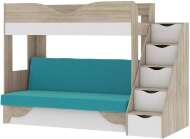 Латте 77-01 кровать-диван Дуб сонома / Аляска / Велюр Морская волна