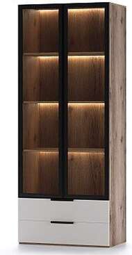 Харди двухдверный со стеклянными дверками Дуб Делано Темный / Белый Харди двухдверный со стеклянными дверками Дуб Делано Темный / Белый