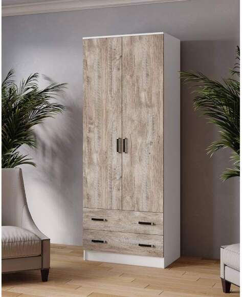 Шкаф с антресолью Лагуна 80 см, белый/дуб юкон Шкаф с антресолью Лагуна 80 см, белый/дуб юкон