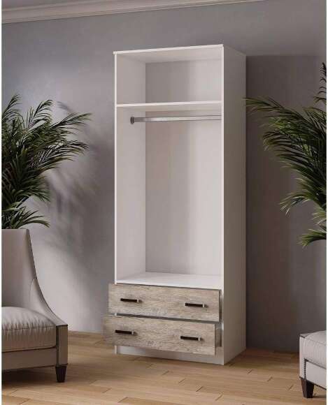 Шкаф с антресолью Лагуна 80 см, белый/дуб юкон Шкаф с антресолью Лагуна 80 см, белый/дуб юкон