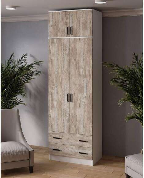 Шкаф с антресолью Лагуна 80 см, белый/дуб юкон Шкаф с антресолью Лагуна 80 см, белый/дуб юкон