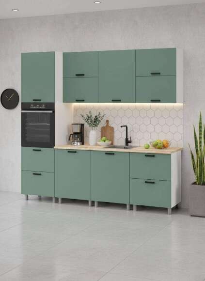 МК Аленушка Н2Я 600 Орешник, Матовая Мята, скоба черный (со столешницей)