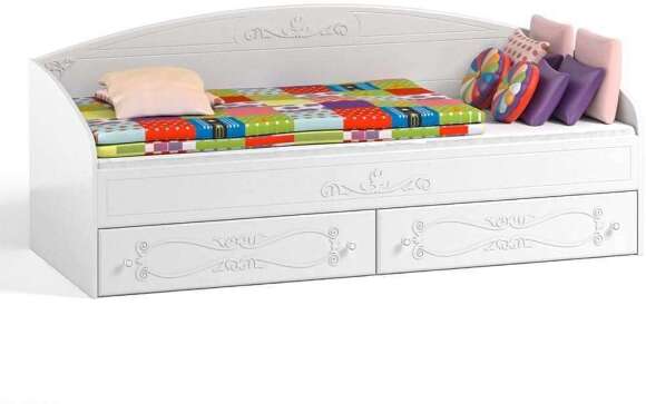 Кровать одинарная с ящиками Италия ИТ-11 белое дерево Кровать одинарная с ящиками Италия ИТ-11 белое дерево