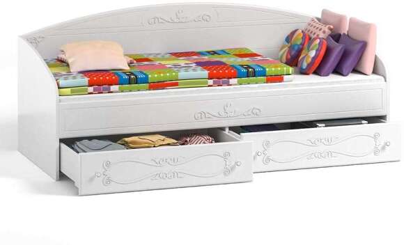 Кровать одинарная с ящиками Италия ИТ-11 белое дерево Кровать одинарная с ящиками Италия ИТ-11 белое дерево