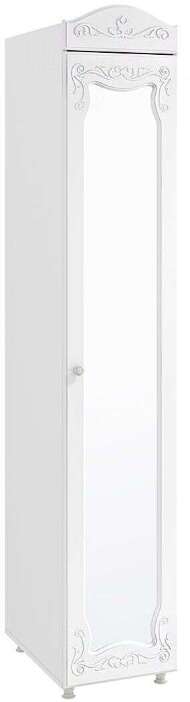 Шкаф-пенал 1дв. (гл.560) с зеркалом Италия ИТ-34 белое дерево