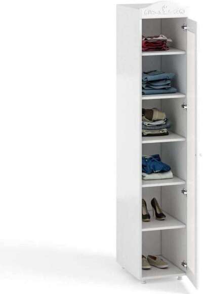 Шкаф-пенал 1дв. (гл.560) с зеркалом Италия ИТ-34 белое дерево Шкаф-пенал 1дв. (гл.560) с зеркалом Италия ИТ-34 белое дерево