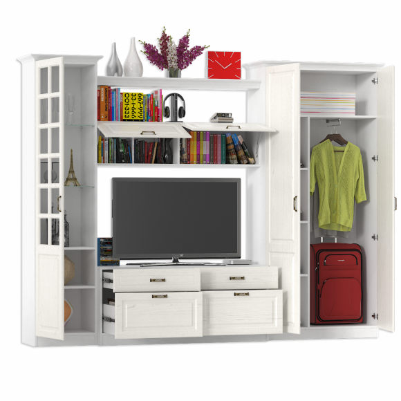 Стенка Ливерпуль 8 Белый/Ясень ваниль