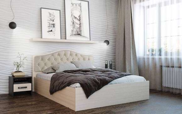 Кровать с подъемным механизмом Дели 160х200, дуб молочный/карамель Кровать с подъемным механизмом Дели 160х200, дуб молочный/карамель