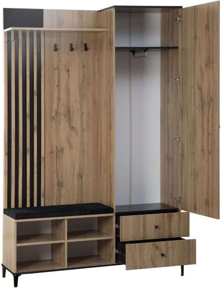 Шкаф для прихожей Либерти 51.22 (опора h150) Дуб вотан/Черный Шкаф для прихожей Либерти 51.22 (опора h150) Дуб вотан/Черный