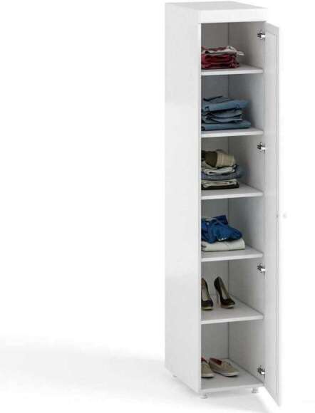 Шкаф-пенал 1дв. (гл.560) с зеркалом Монако МН-34 белое дерево