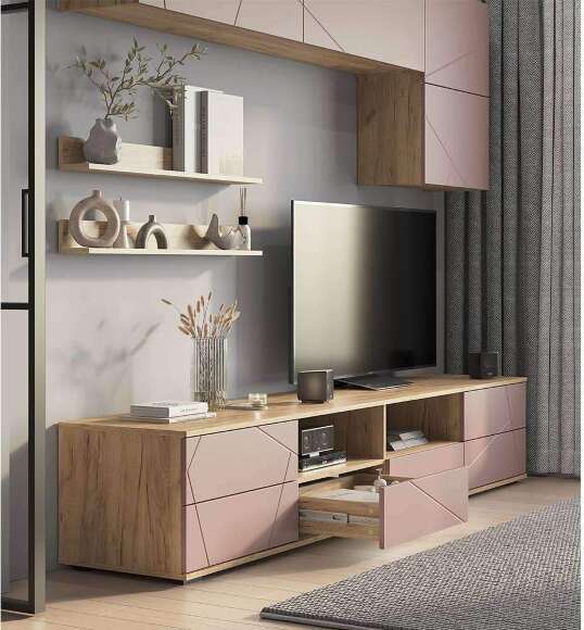 Гостиная Камелия ГС-01, Крафт, Шарли пинк Гостиная Камелия ГС-01, Крафт, Шарли пинк