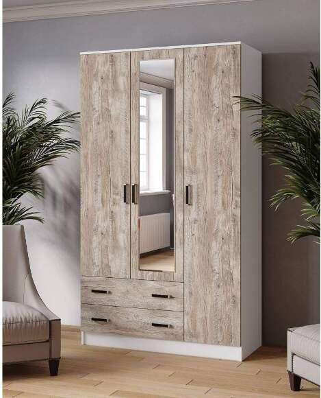 Шкаф с зеркалом и антресолью Лагуна 120 см, белый/дуб юкон Шкаф с зеркалом и антресолью Лагуна 120 см, белый/дуб юкон