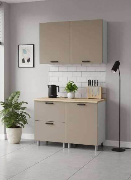 МК Аленушка Н2Я 600 Орешник, Матовый Вижен, скоба черный (со столешницей) МК Аленушка Н2Я 600 Орешник, Матовый Вижен, скоба черный (со столешницей)