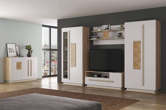 Шкаф для одежды Дора 30.01-02, Дуб Сонома, Белый