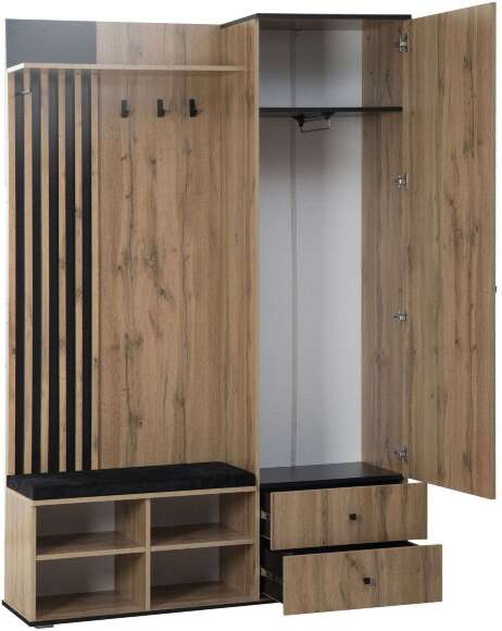 Шкаф для прихожей Либерти 51.22 (опора h20) Дуб вотан/Черный