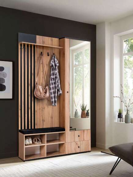 Шкаф для прихожей Либерти 51.22 (опора h20) Дуб вотан/Черный